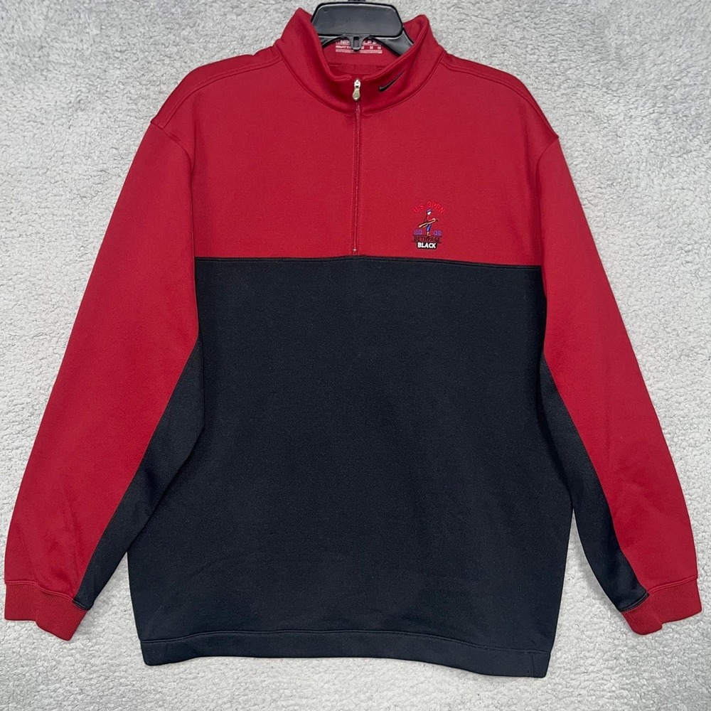VTG Nike Golf 2009 US Open Bethpage Jacket Men's M Red Black Color Block Therma
